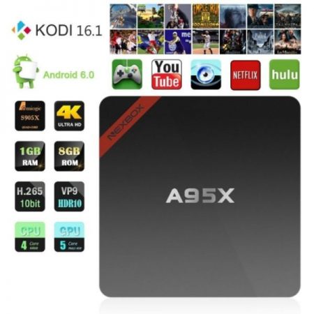 NEXBOX A95X-B7N SMART TV BOX 4K S905X QUAD CORE 1GB + 8GB 2.0GHZ WIFI ANDROID